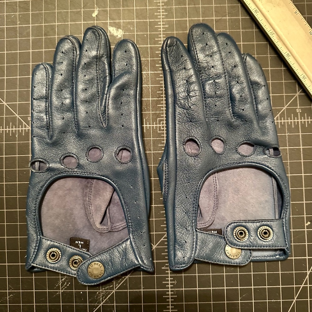 Straight to Hell STH Bullitt Antique Blue Leather Gloves - L 8.5”